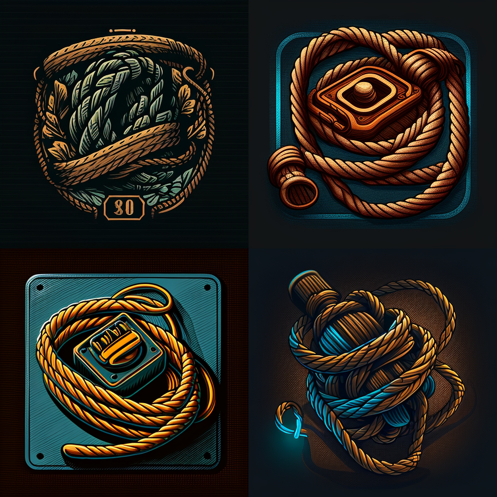 2D Cartoony Rope Icon for Video Game Prompt | NeoPrompt