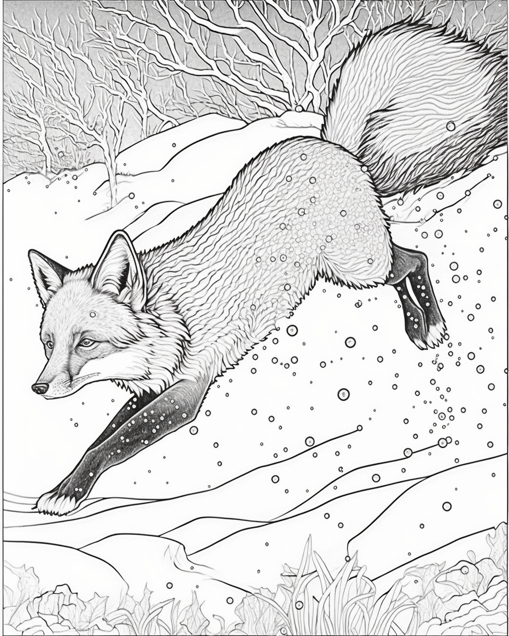 Mid-Way Arctic Adventure: Adult Coloring Book Page