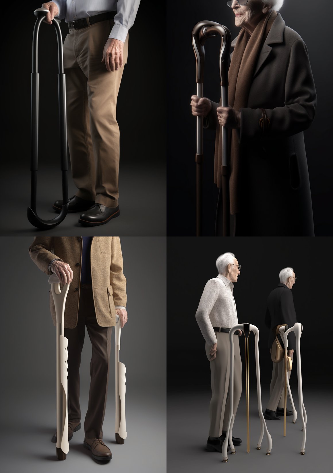 Modern & Stylish 3D-printed Walking Stick Design for Seniors