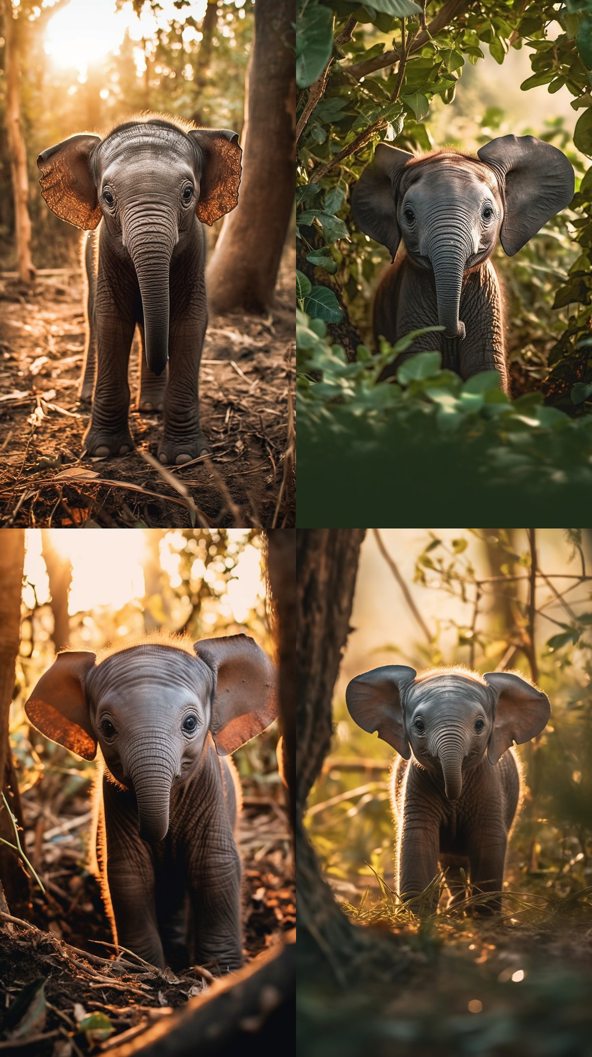 Sun-Kissed Innocence: Newborn Elephant's First Sunrise