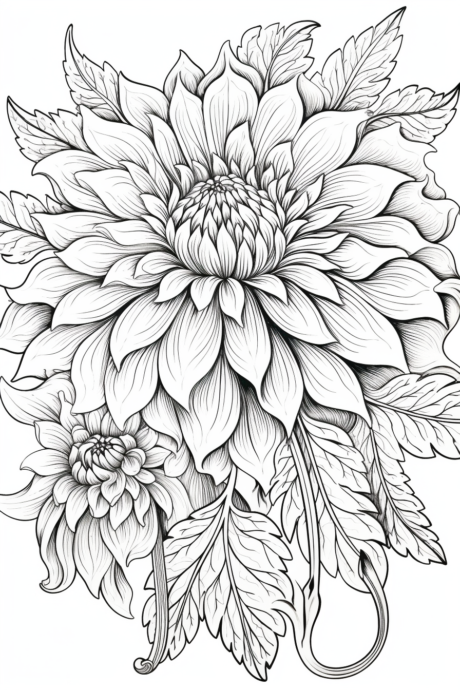 Chrysanthemum Mandala: Adult Coloring Page Mid-Journey