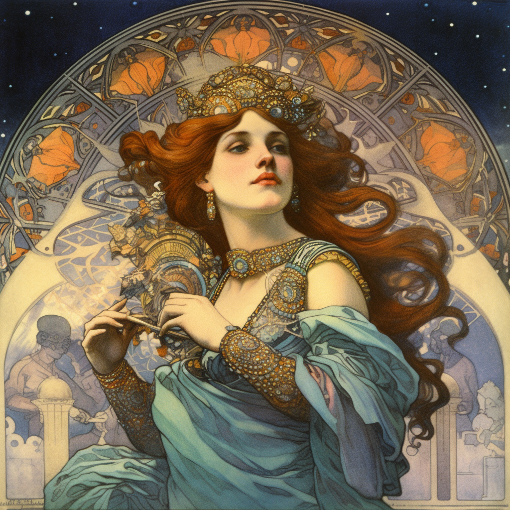 Artistic Fusion: Mucha's Sketch through Malevitch's Palette
