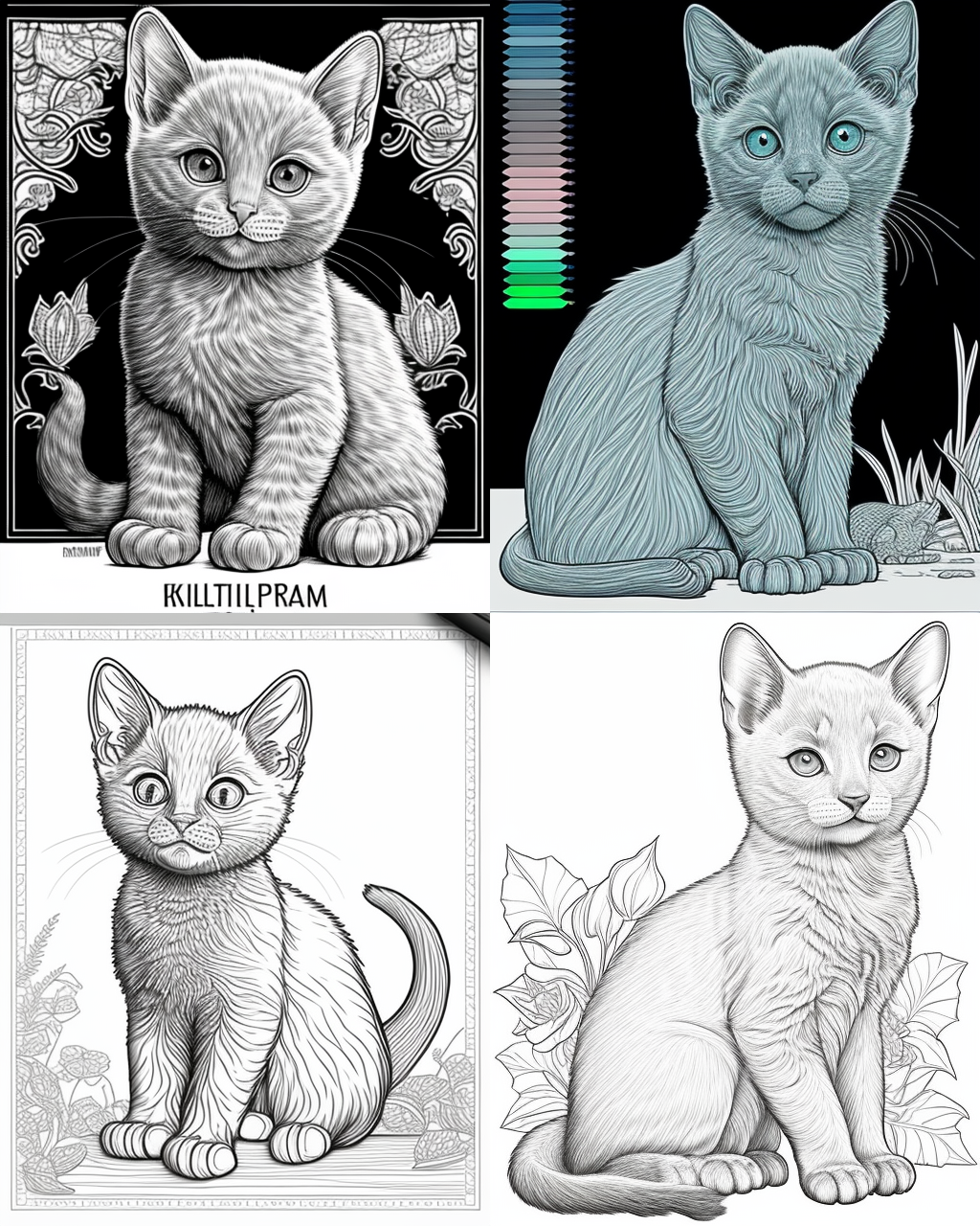 Halfway Fun: Russian Blue Kitten Coloring Page for Kids