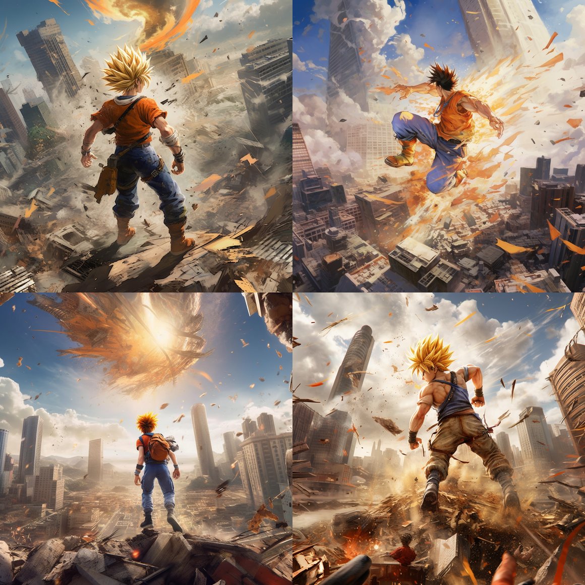 Clash of the Super Saiyans amid Ruin