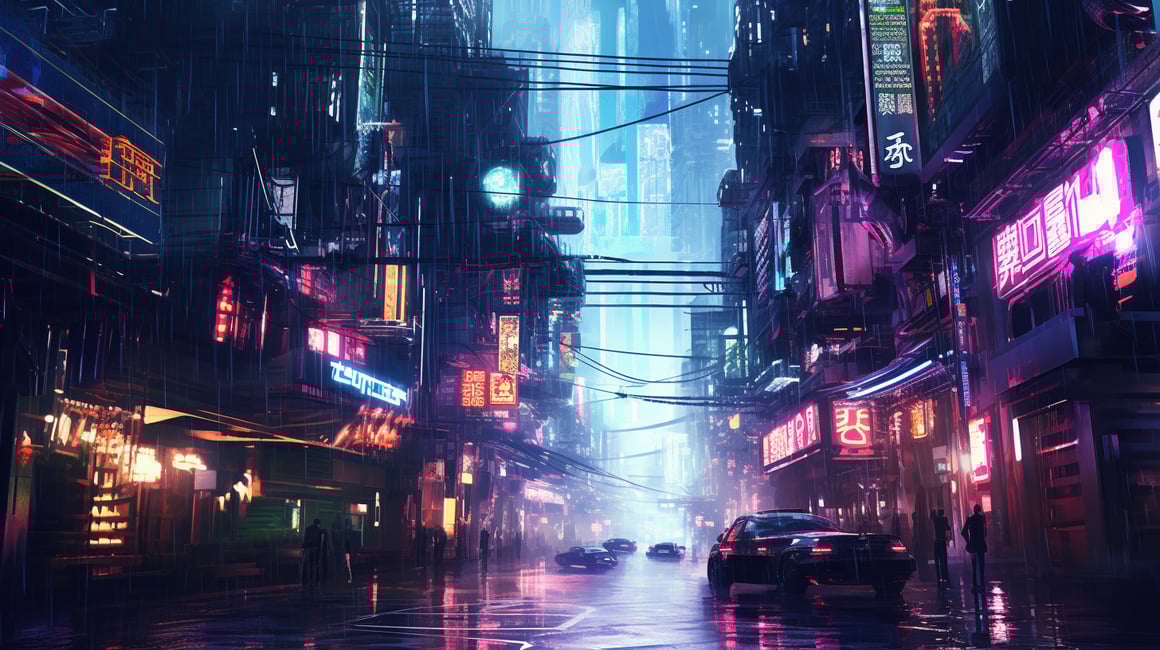 Neon Monsoon: Cyberpunk Metropolis Mid-Journey Animation