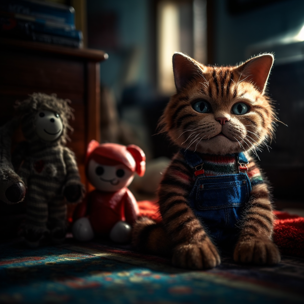Haunted Doll Encounter: Cat vs Chucky in an Epic Clash