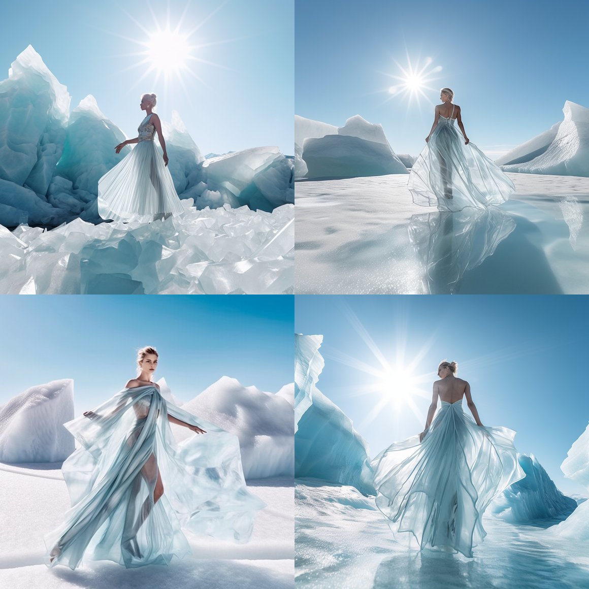 A Supermodel's Journey Across Frozen Turquoise Terrains
