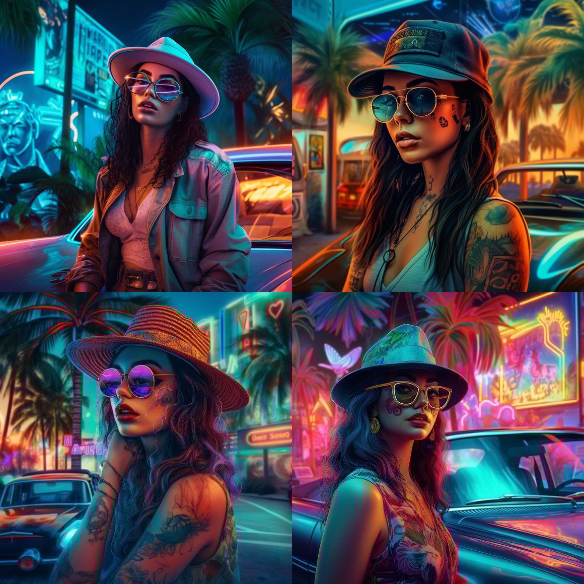 Neon Nights: Cyberpunk Goddess in Futuristic Miami