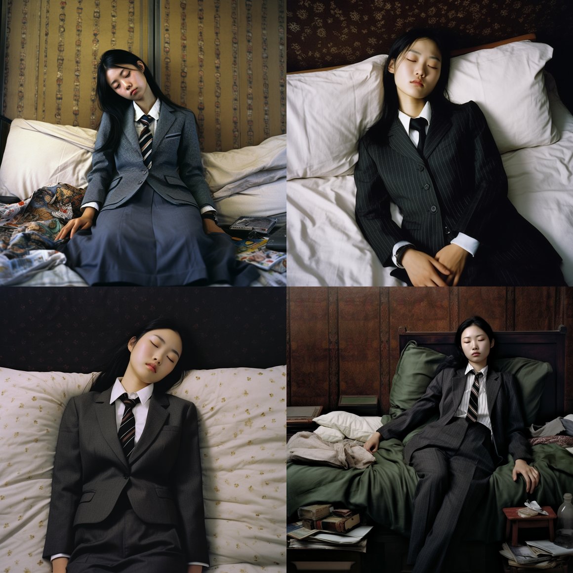 Mid-Trip Slumber: Taiwanese Girl in Formal Attire