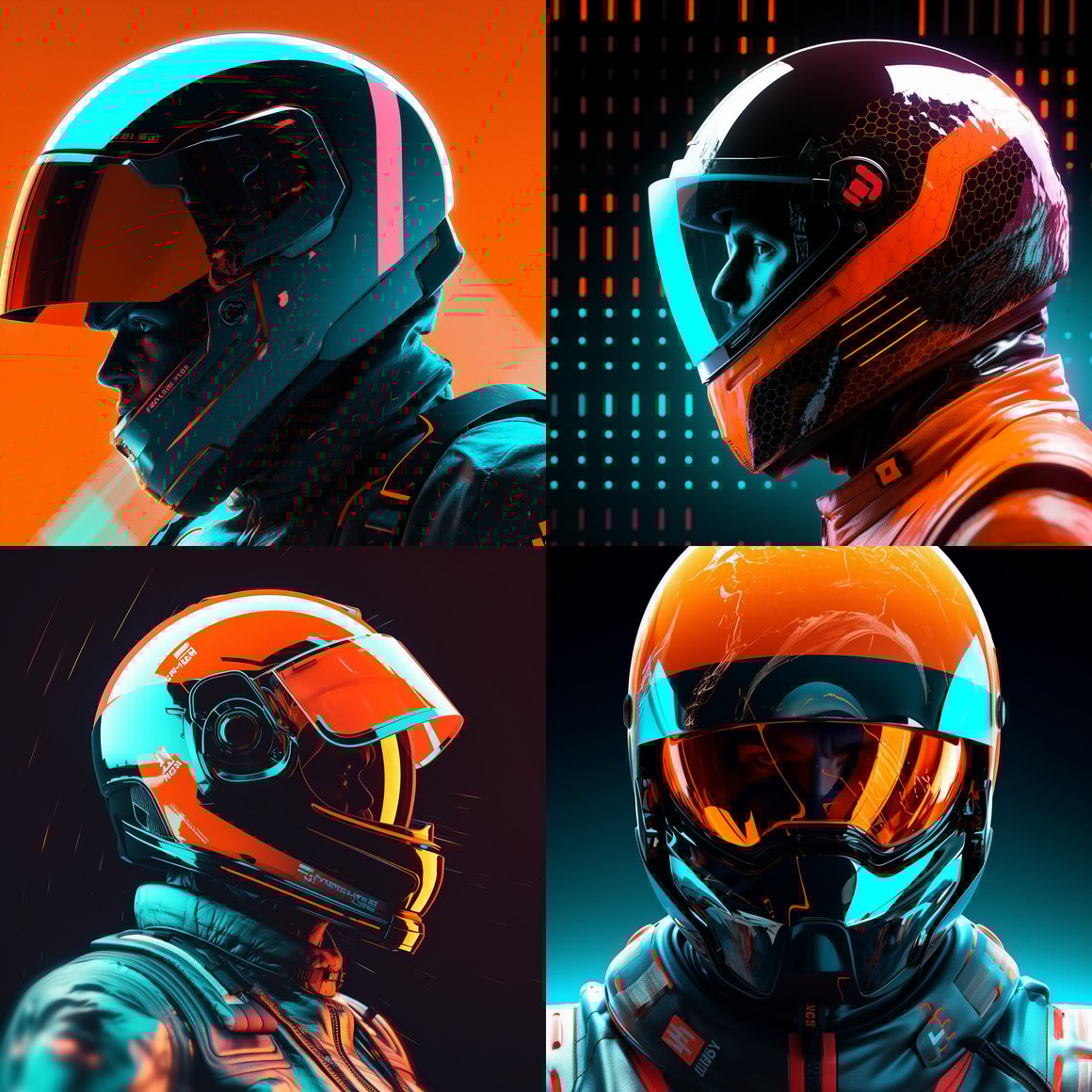 Neon Cyan and Red Orange Astronaut Render in Cinema4D v5.1