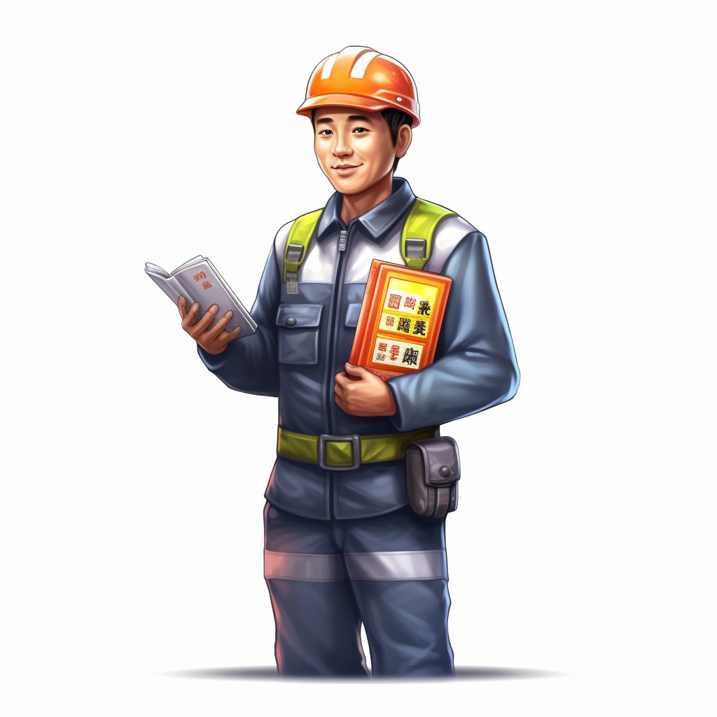 Chinese Power Safety Officer Discussing Safety Protocols Illustration