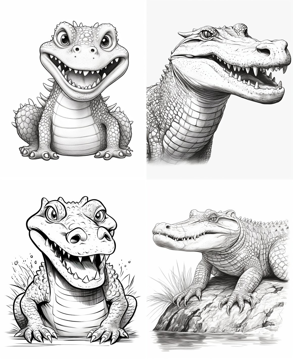 Mid-Travel: Crocodile Line Art Kids Colouring Page