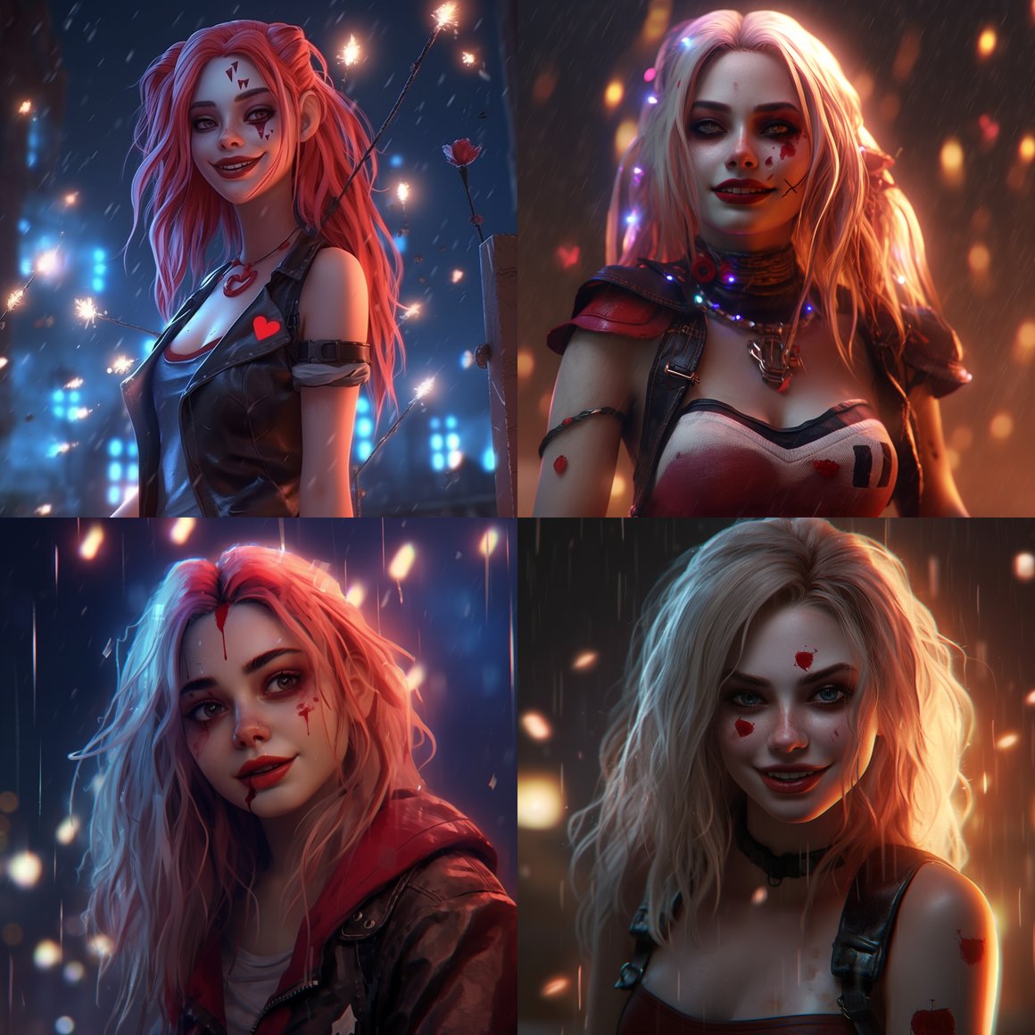 Harley Quinn's Mesmeric Glow - 4K Realistic Art Journey