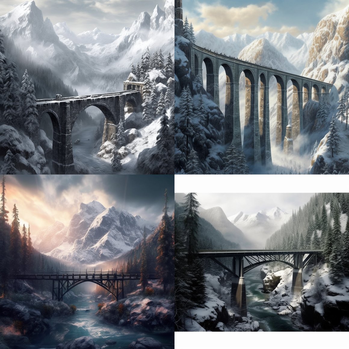 A Stunning Snow-Covered Mountain And Bridge Journey