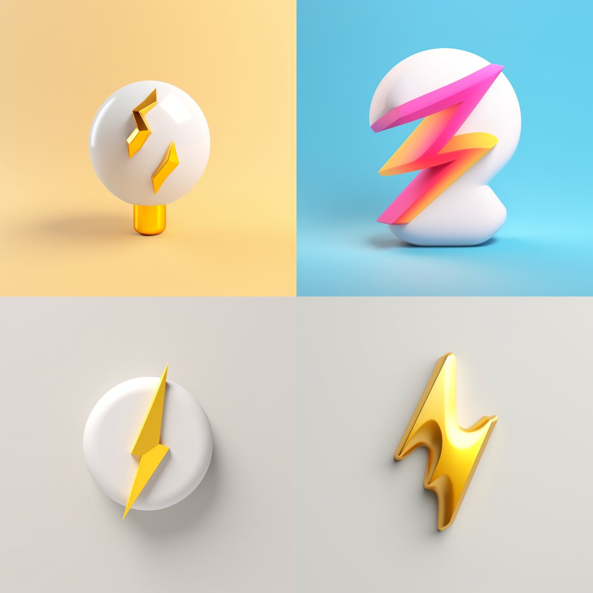Neo-Pop Lightning Journey: Abstract 3D Render