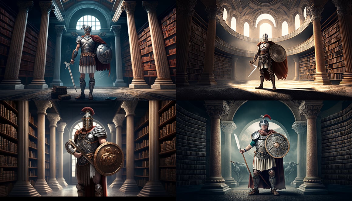 A Surreal Journey from Colosseum to Library