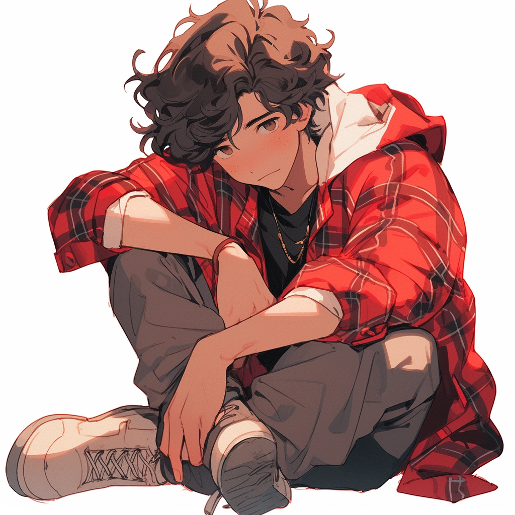 Hand-drawn Manhwa Style Teen Boy Illustration