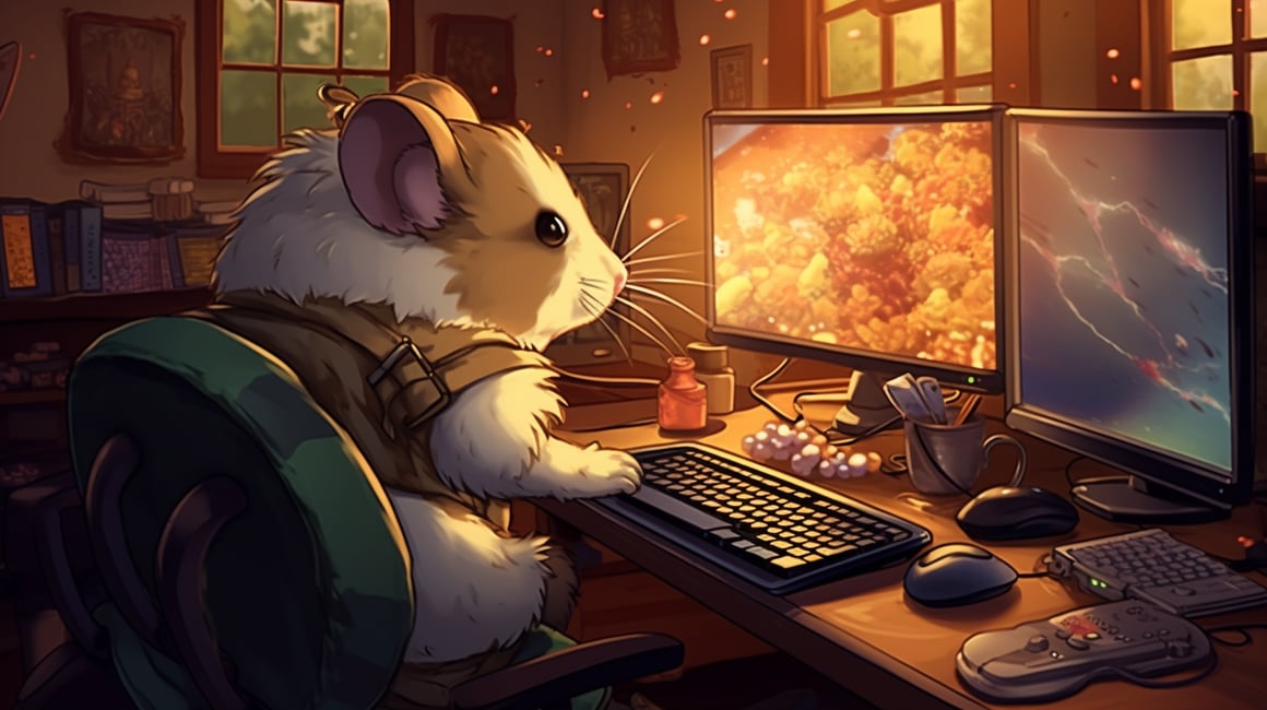 Hamster Gamer in Action: A Mid-Journey Drawing Prompt