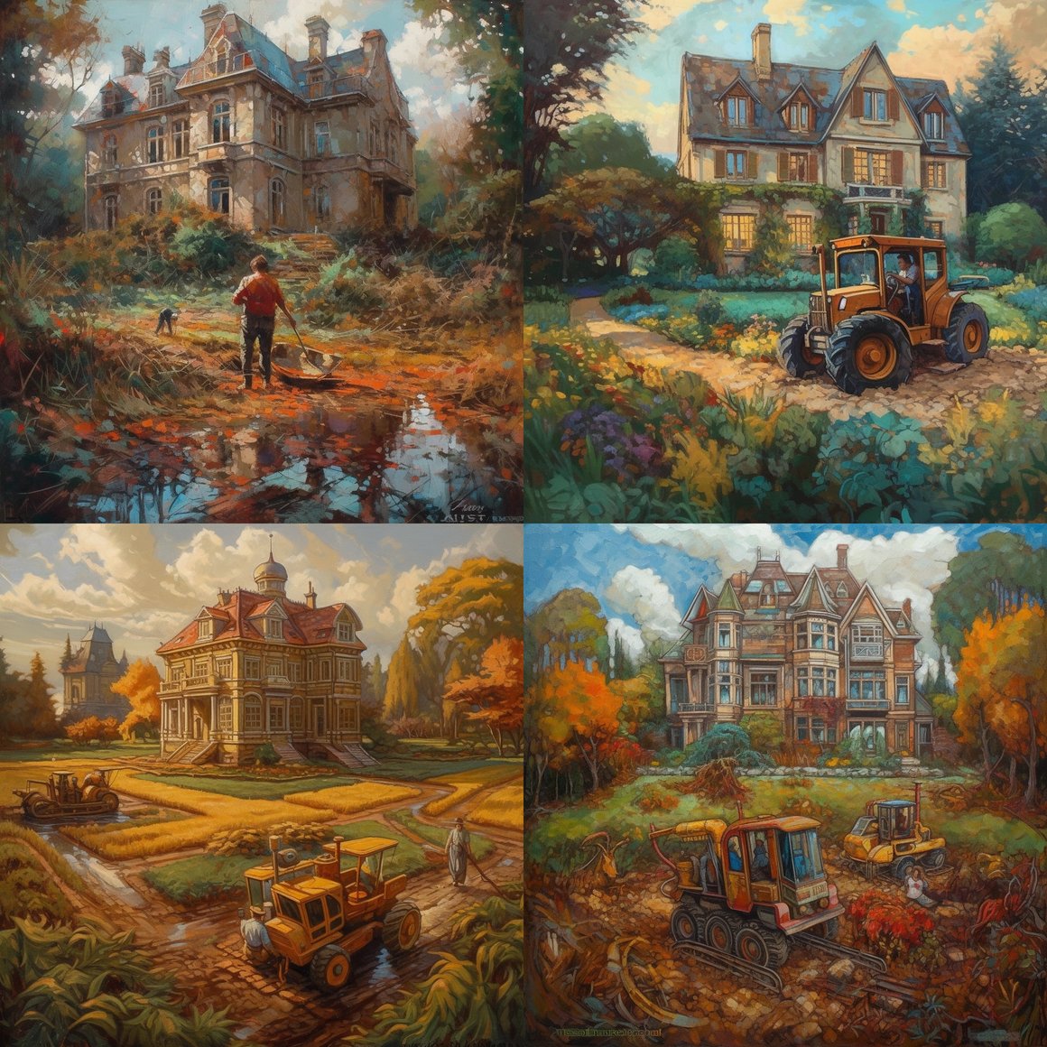 Artistic Interpretation Progress of an Impressionistic Painting