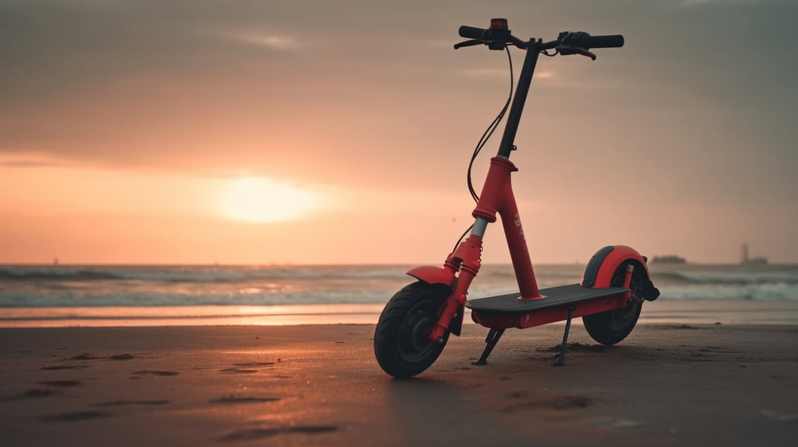 Summer Sunset Scooter Ride: A Cinematic Beach Journey