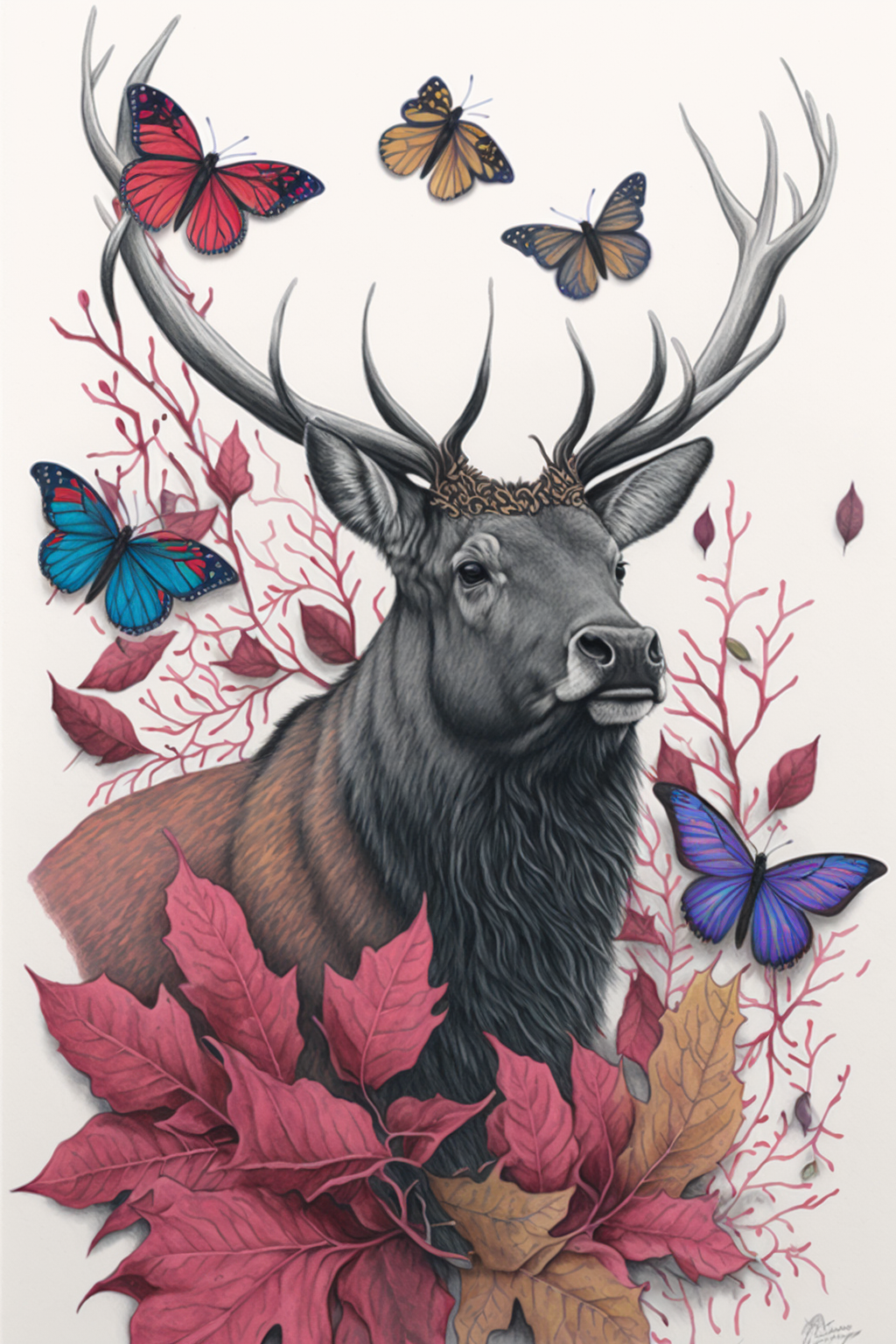 Harmony of Nature: Autumn Stag Encounter