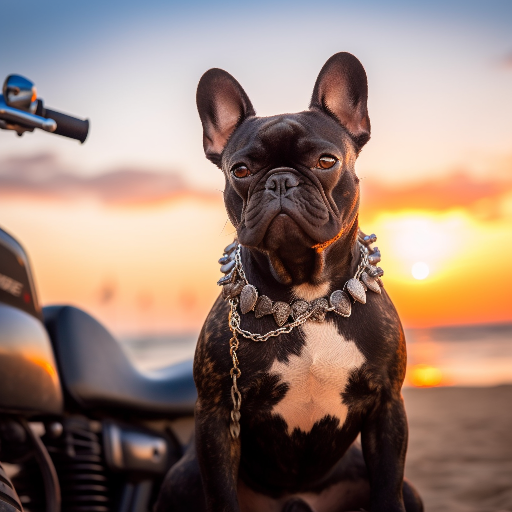 Hawaiian Harley Ride: A Bulldog's Sunset Adventure in 4K
