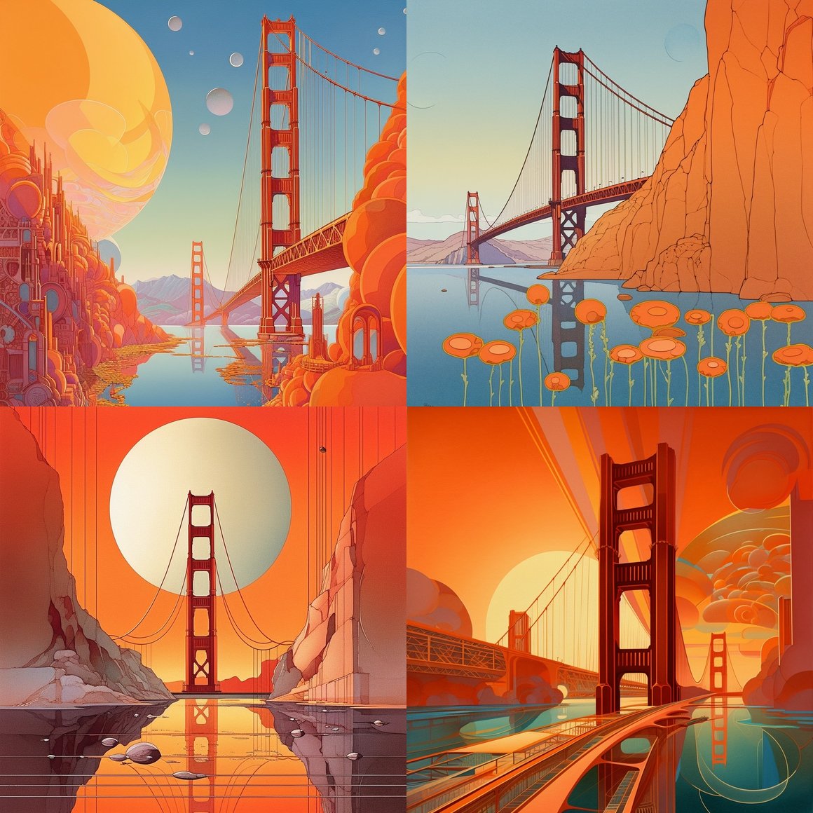 A Szukalski and Moebius Inspired Reflection on Golden Gate Bridge