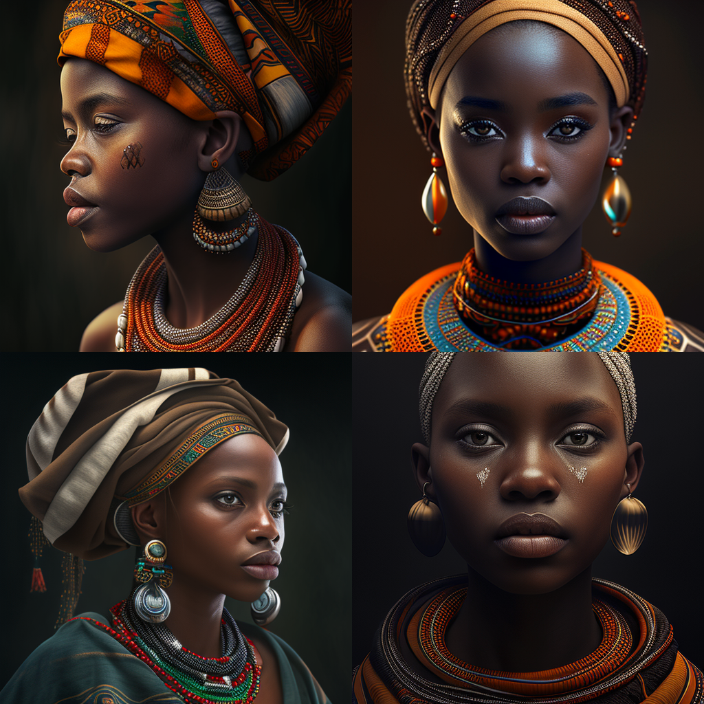 Mid-Journey Through Ultra Realistic 4k Photography of Gorgeous African Art - Version 4