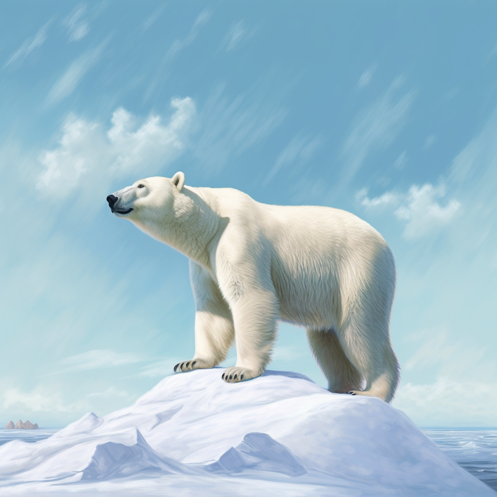 Arctic Solitude: A Polar Bear's Mid-Journey Pause