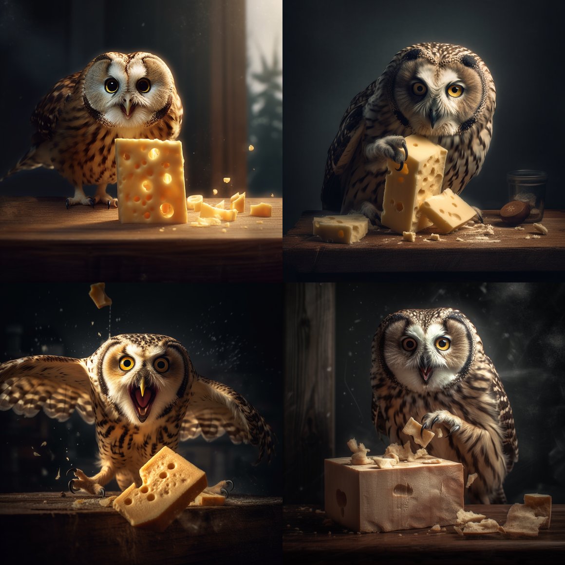 Midnight Feast: A Majestic Owl's Swiss Cheese Encounter
