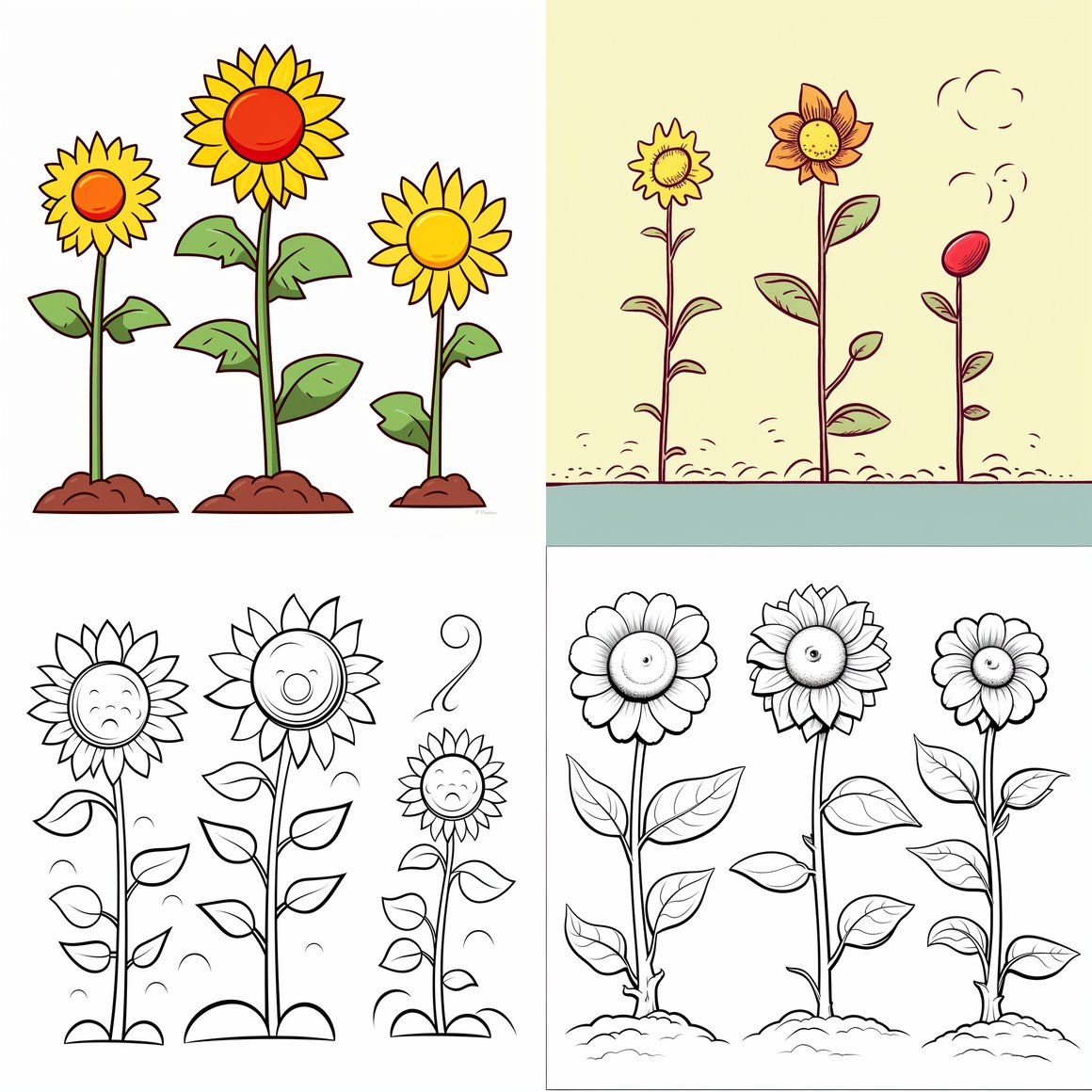 Flower Lifecycle Coloring Page for Preschoolers
