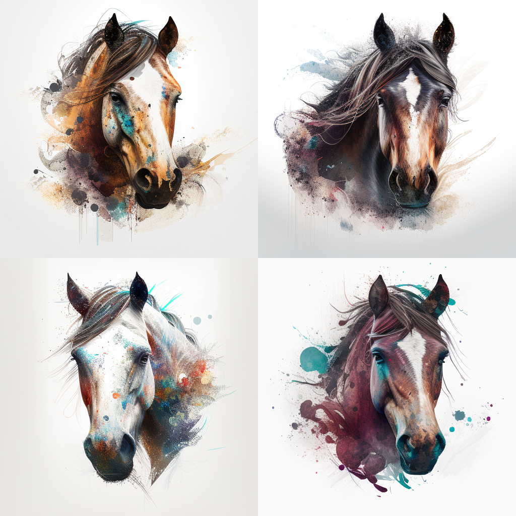 Artistic Horse Portrait in Splash of Colors by Amanda Clark