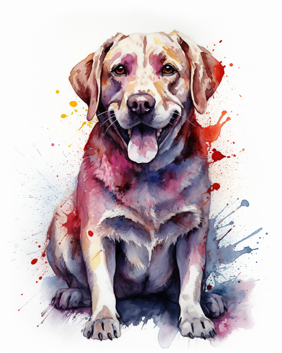 Happy Labrador Watercolor Portrait