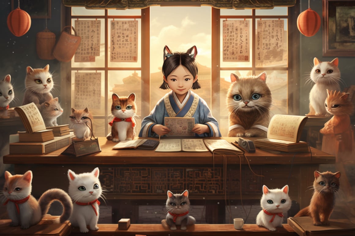 A Traditional Chinese Classroom Scene Poster
