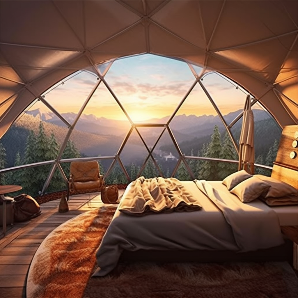 Cinematic Glamping Dome Amidst Mountain Valley - Gallery S 250