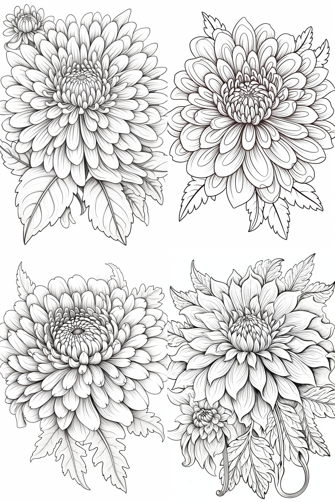 Chrysanthemum Mandala: Adult Coloring Page Mid-Journey