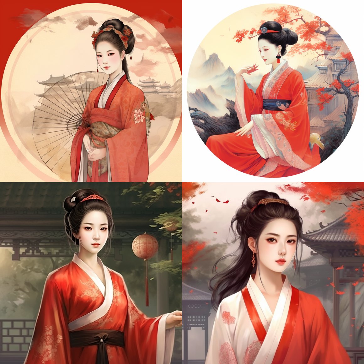 Hand-drawn Ancient Illustration of Xue Baochai Amidst a Pavilion