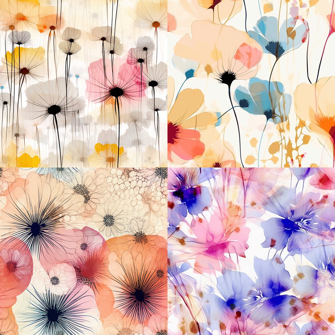 Subtle Pastel Floral Abstract Artwork - High Resolution for Printing
