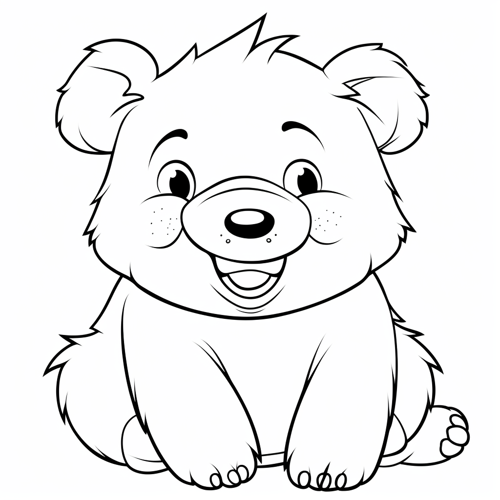 Adorable Bear Coloring Page in Chibi Style