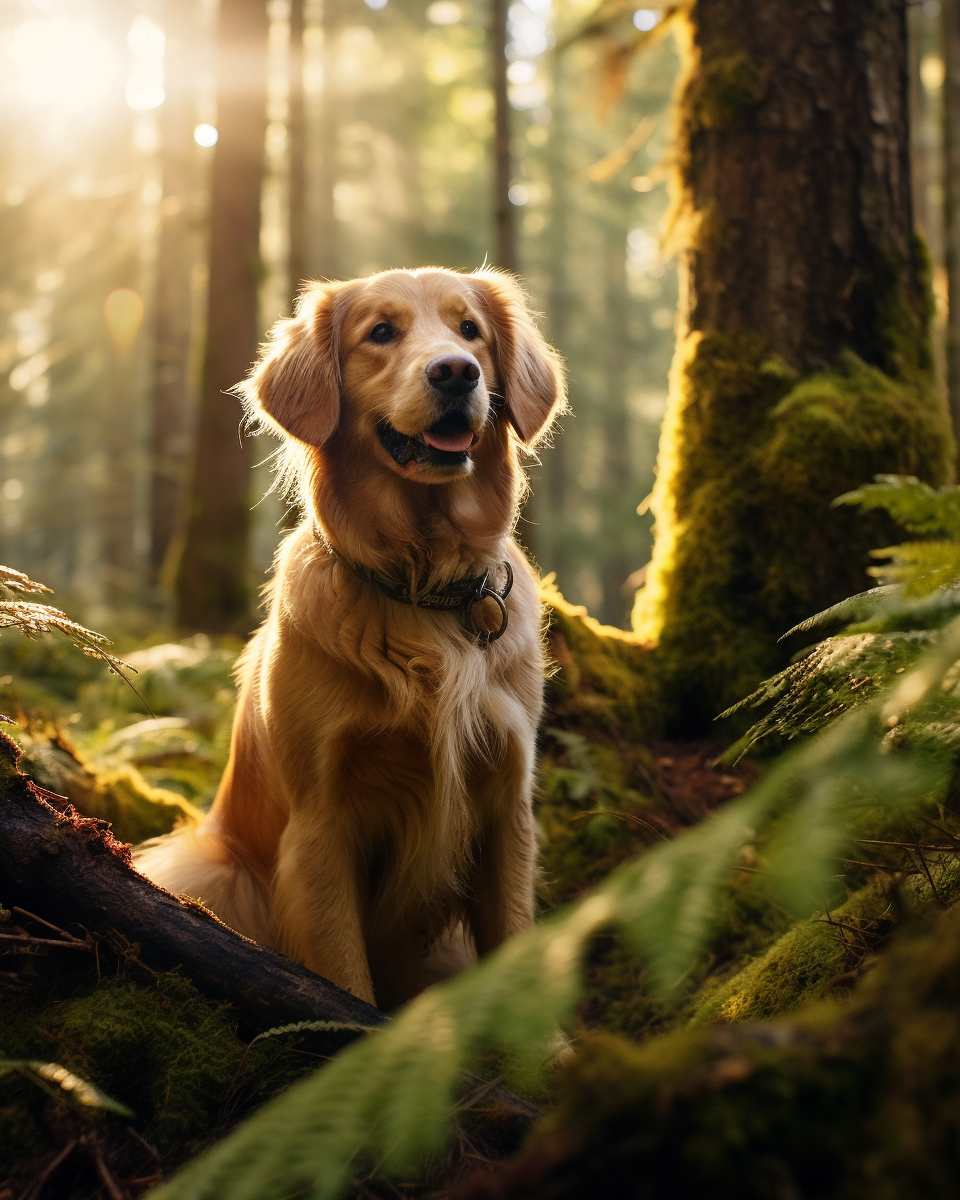 Sun-Dappled Canine Adventure in a Northern California Forest