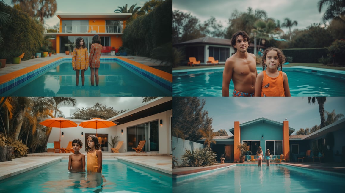 Summer Family Moments in Picturesque Backyard Pool