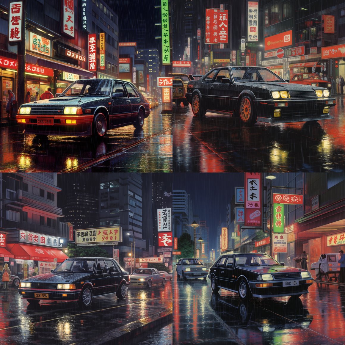 Neon Glow: A 1985 Tokyo Rain Ignites the Skyline