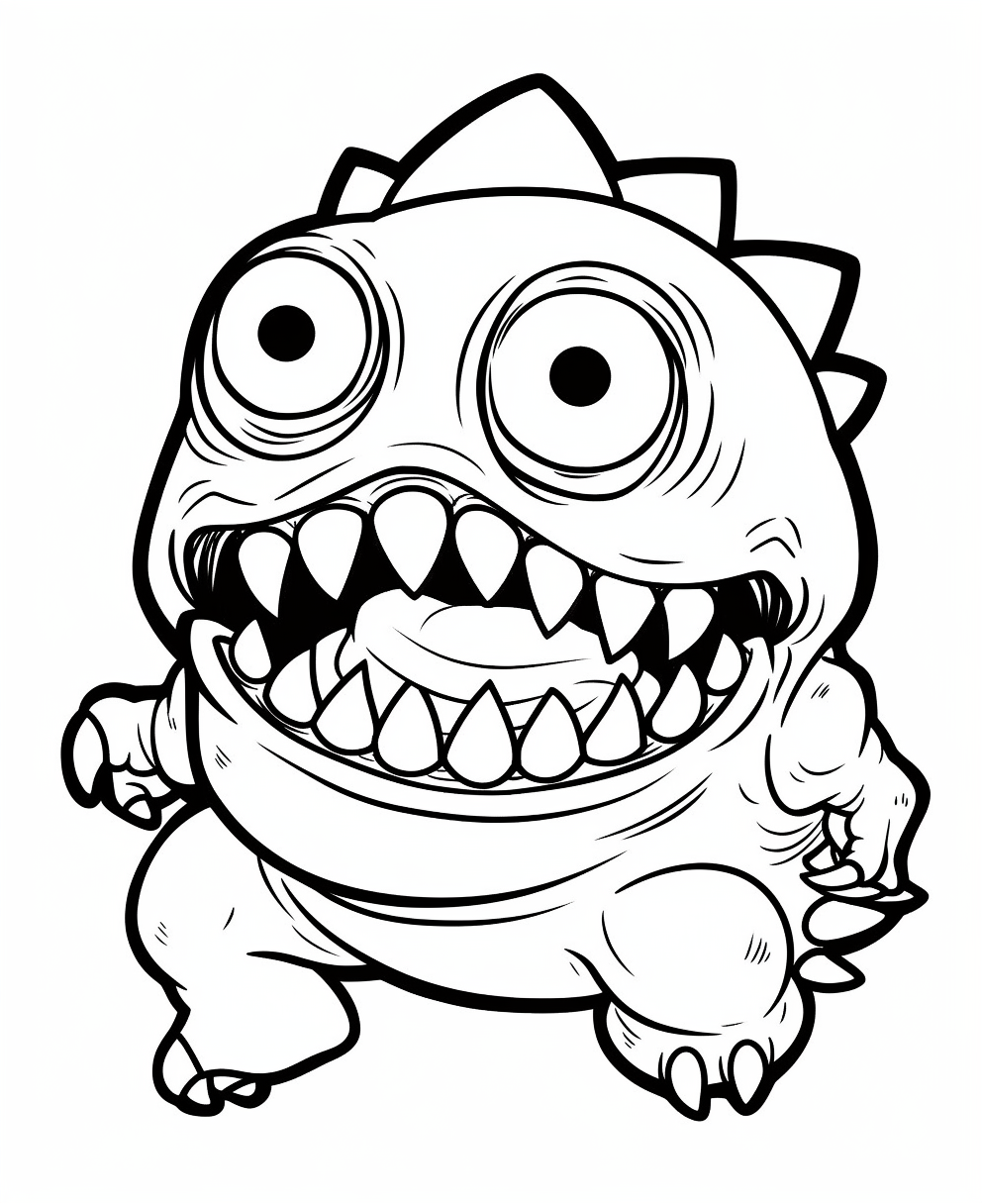 Mid-trip Chuckles: Monster Cartoon Coloring Page