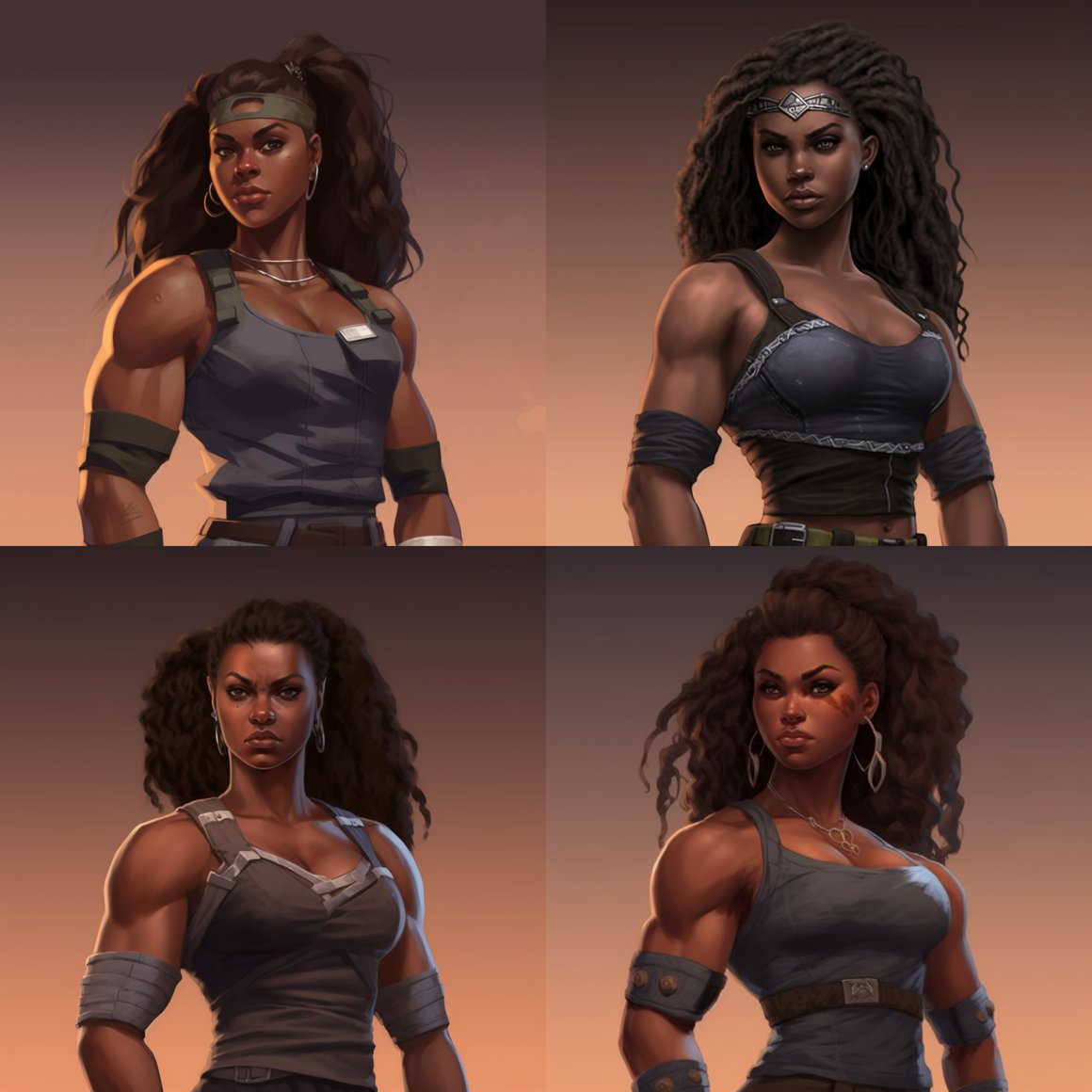 Progress of a Muscular Female Anime Character Design V 5.1