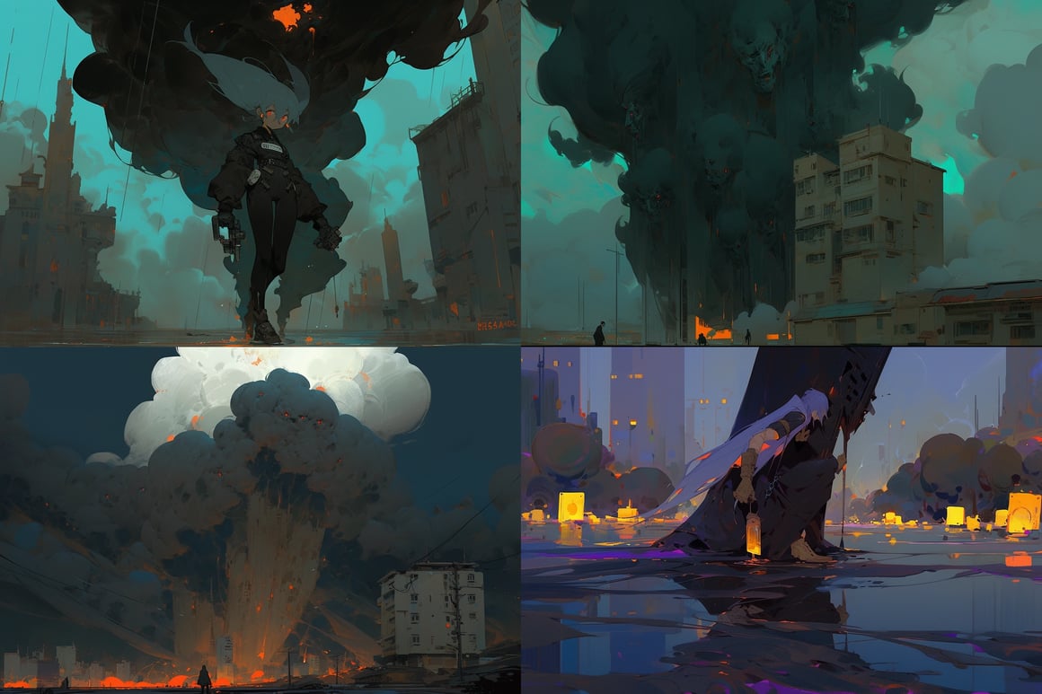 A Surrealistic Night Cityscape Encounter