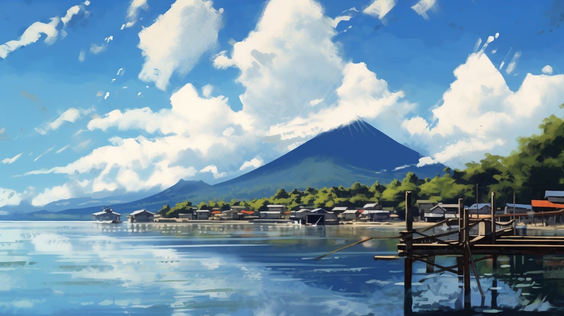 Summer Skies: A Mid-Journey Glimpse of a Japanese Port Town