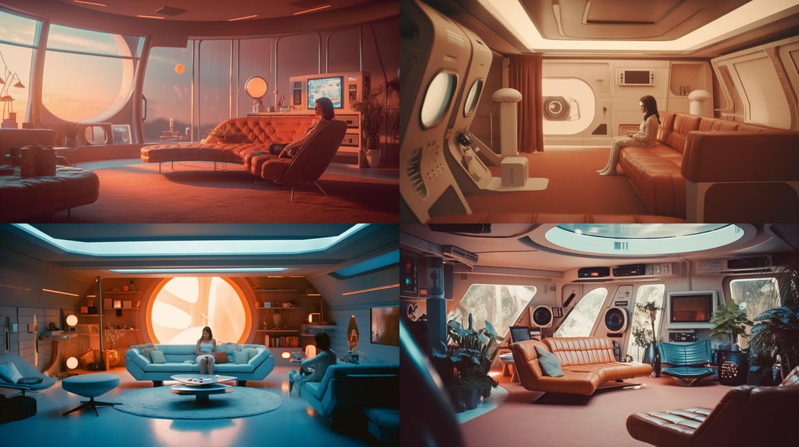Retro-Futuristic Spaceship Voyage: A Cinematic Portrait