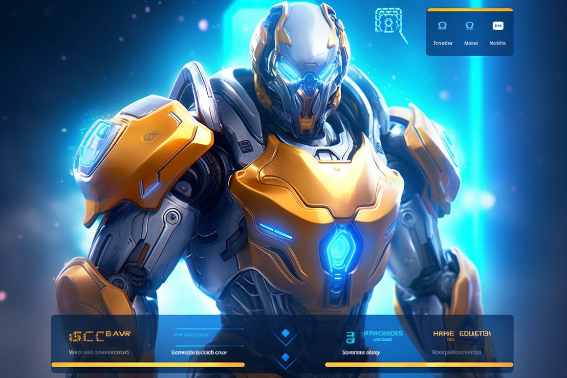 Futuristic Robot Fighting Game UI and Mode Selection Design