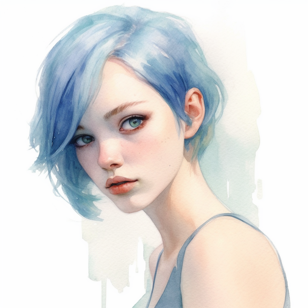 Midnight Blue: A Young Woman's Portrait in Pastel Tones