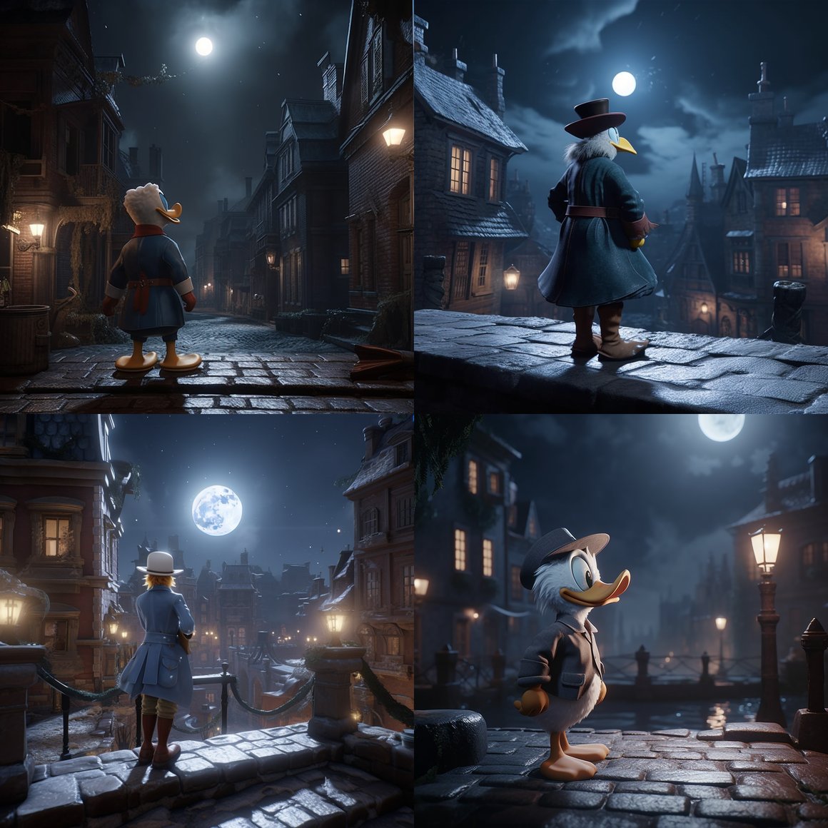 Midnight Contemplation: Scrooge McDuck under the Moonlight